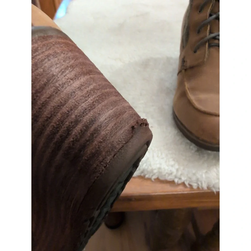 The North Face Bridgeton Wedge Boots Brown Leather Gray Fabric Women's Sz 9M GUC